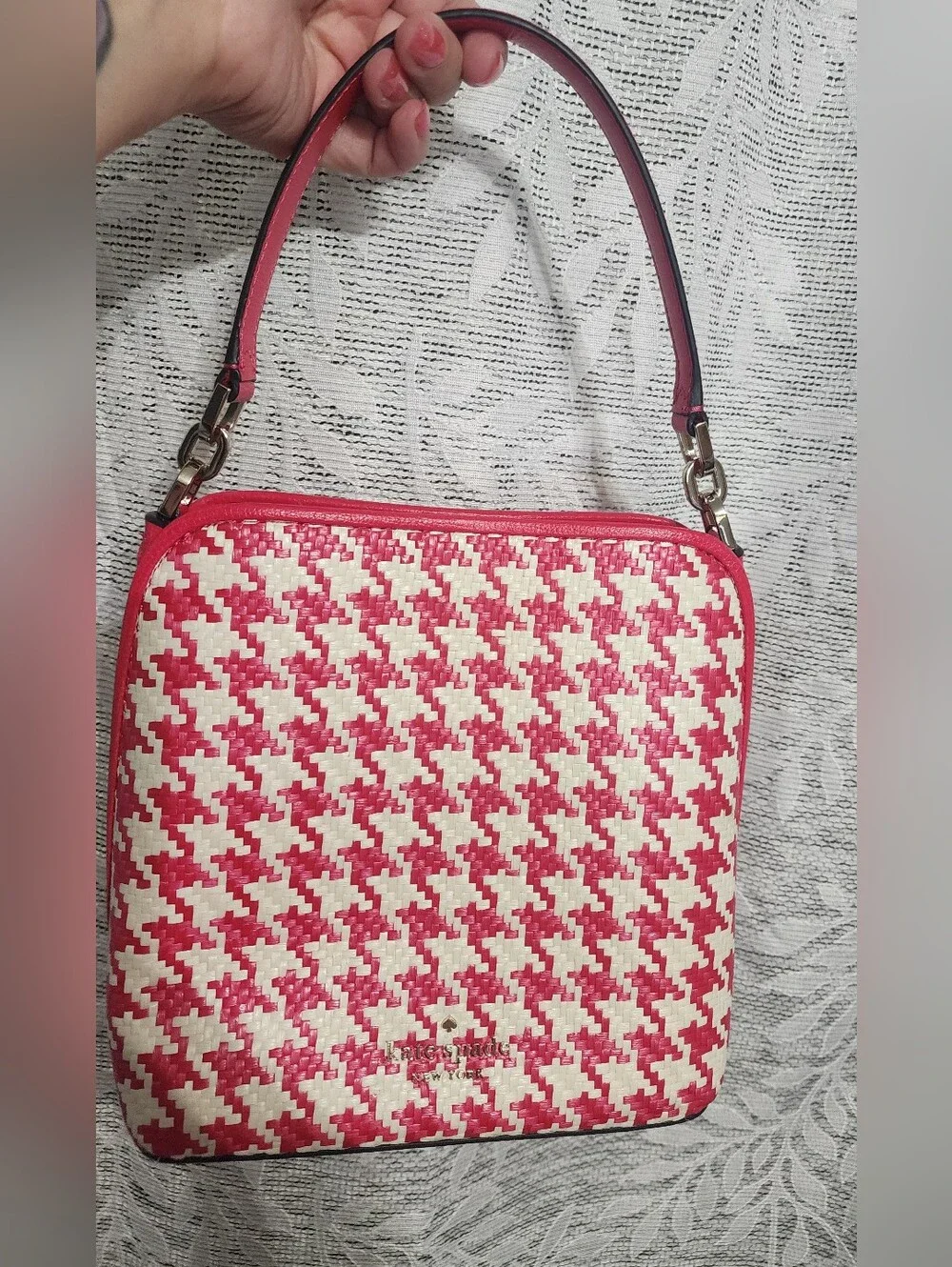 kate spade Pink & Cream Woven Shoulder Bag
